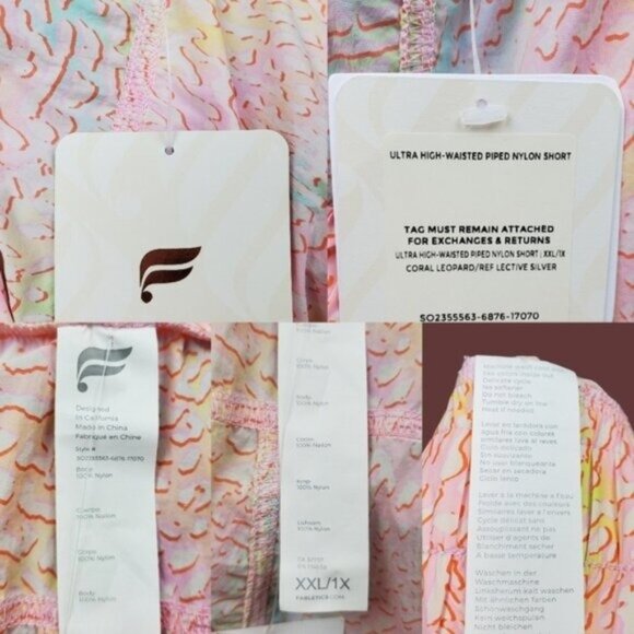 Fabletics Womens Leopard Print Ultra High Waisted Nylon Shorts Size XXL / 1X NWT - Picture 5 of 5